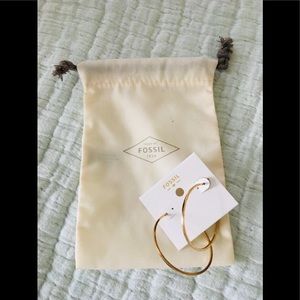 ❤️ SOLD Fossil Gold Hoop Earrings with Gift Bag